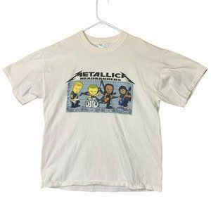 Metallica Headbangers 2003 Vintage T Shirt Mens Large White Rob Trujillo